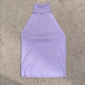 purple sleeveless turtleneck